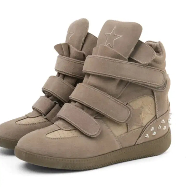 [BUNJANG] Miyauwm Test Mechanism Star Rivet High Top Platform Sneakers Khaki / 미야우웜 하이탑 스니커즈 테스트메커니즘