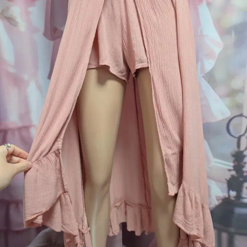 [BUNJANG] 100% Viscose Beach Dress with Attached Shorts / 비스코스100 휴양지 프릴 롱원피스(반바지 붙어있음)