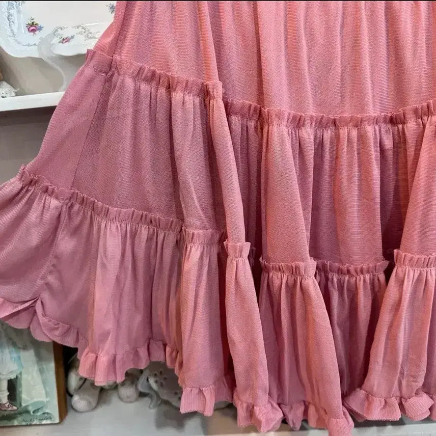 [BUNJANG] CARE NINA Pink Tiered Skirt / 핑크 캉캉 티어드 스커트
