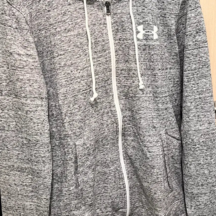 [BUNJANG] Under Armour Rival Terry LC Zip-Up Hoodie Onyx White / 언더아머 후드집업