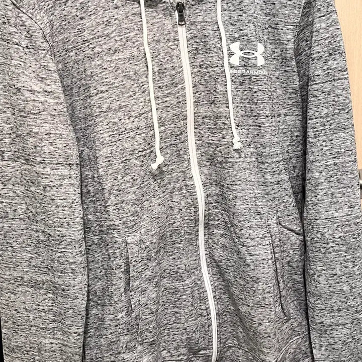 [BUNJANG] Under Armour Rival Terry LC Zip-Up Hoodie Onyx White / 언더아머 후드집업
