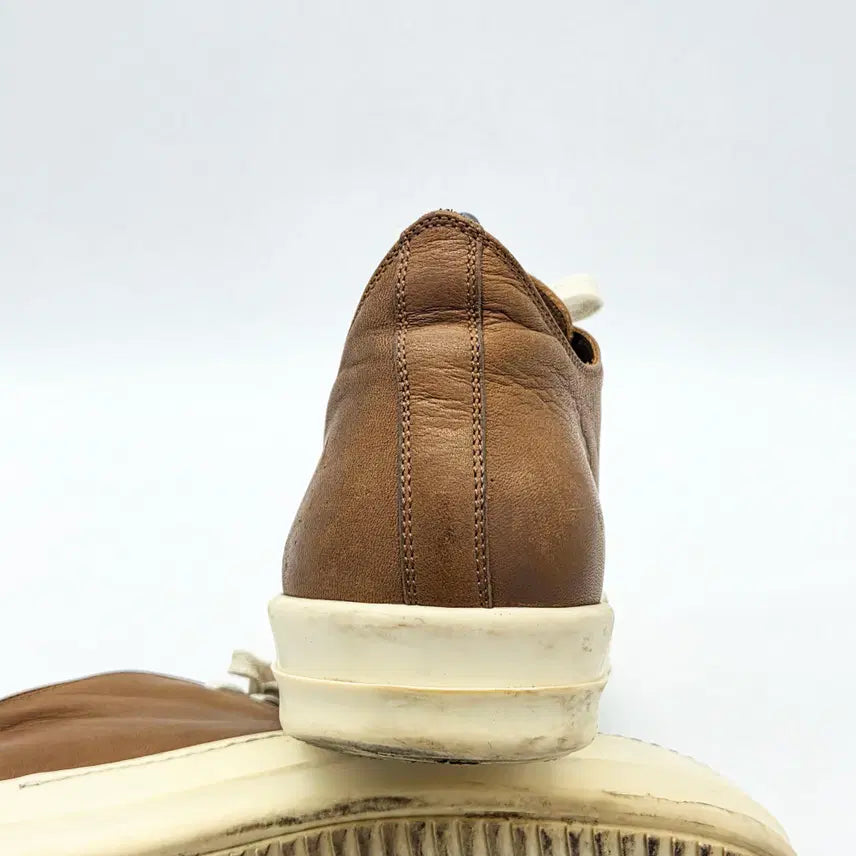 [BUNJANG] Rick Owens Ramones Leather Low Sneakers Brown / 릭오웬스 라몬즈 레더 로우 스니커즈 브라운 (42)