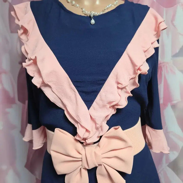 [BUNJANG] Plastic Island Pink Frill Detail Dress / 플라스틱아일랜드 핑크 프릴 포인트 원피스 (면 아니고 시원한 원단)