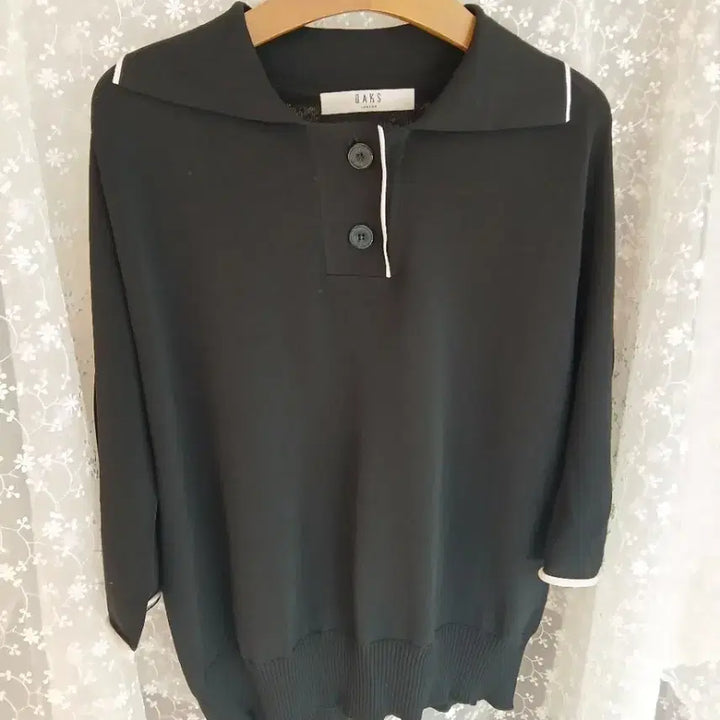 [BUNJANG] DAKS Black Collar Summer Top / DAKS 닥스 블랙 카라넥 여름상의
