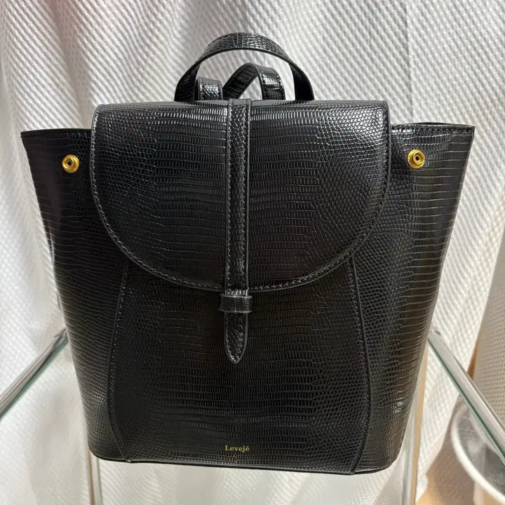 [BUNJANG] Levezz Monnet Backpack Lizard Black / 르브제 모네 백팩 리자드 블랙 <가격고정>
