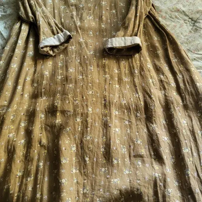 [BUNJANG] Japanese Linen Long Dress Floral Print / 일본ㅡ린넨 롱원피스