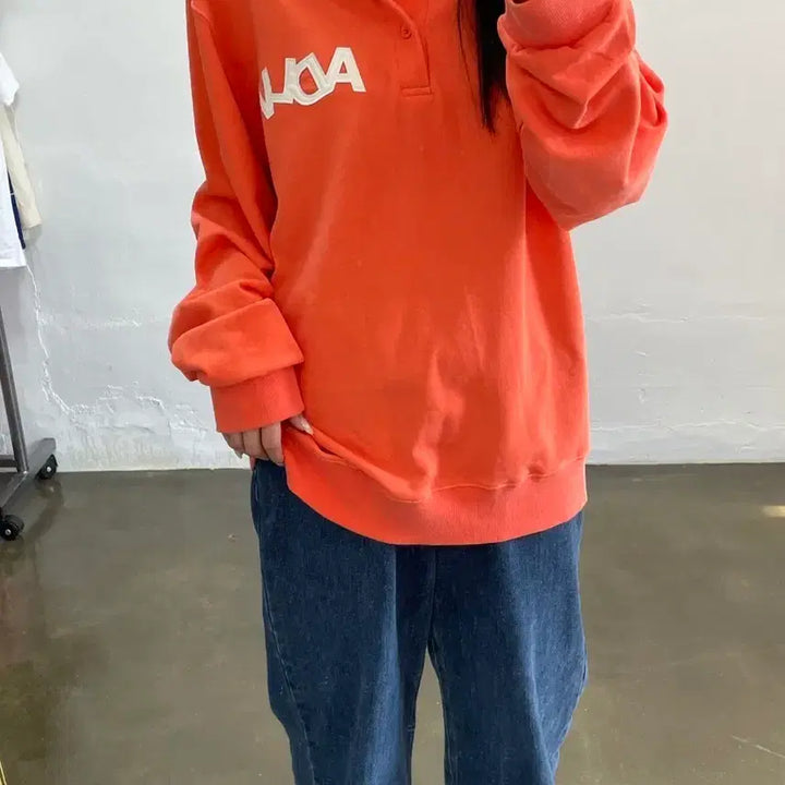 [BUNJANG] ACMEDRABI Orange Collar Sweatshirt T-shirt / 아크메드라비 오렌지색 카라넥 맨투맨 티셔츠