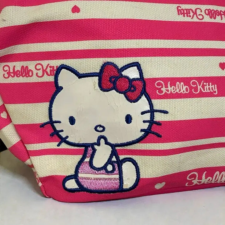 [BUNJANG] Hello Kitty Pink Stripe Tote Bag / 헬로키티 핑크 스트라이프 토트백