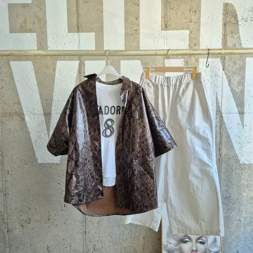 [BUNJANG] Another Avenue Python Pattern Short Sleeve Jacket / 고퀄)어나더에비뉴 오버틱 뱀피무늬 반팔자켓
