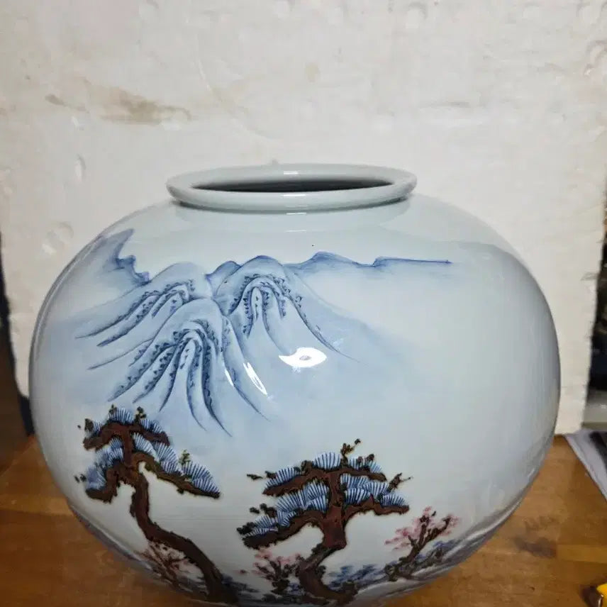 [BUNJANG] Blue and White Porcelain Landscape Moon Jar / 청화백자 풍경화 달항아리