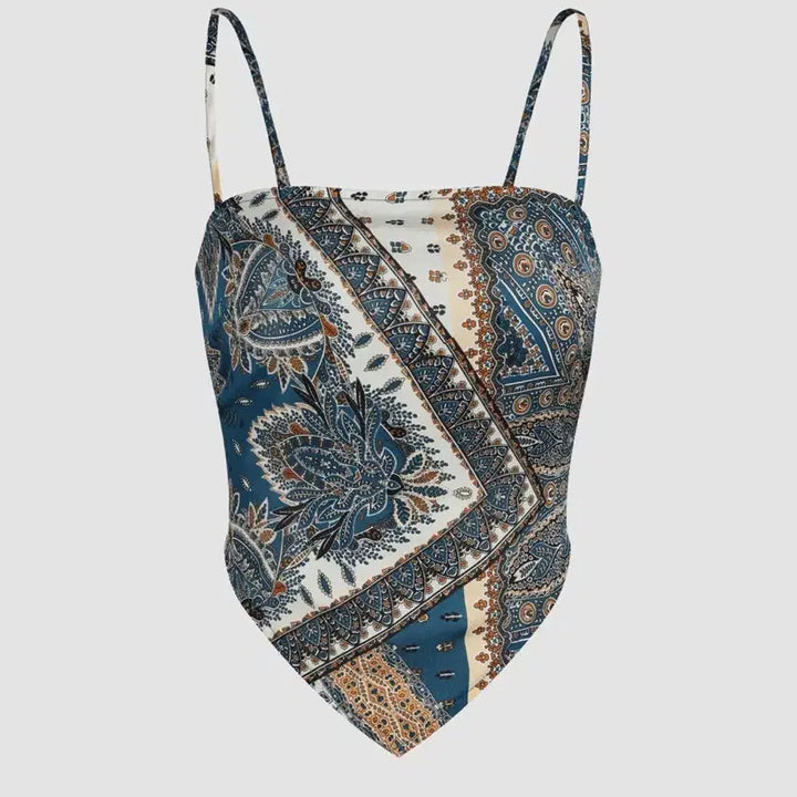 [BUNJANG] Paisley Print Scarf Top Tie Blouse / 스카프탑 페이즐리 프린트 타이 백 블라우스 샵사이다