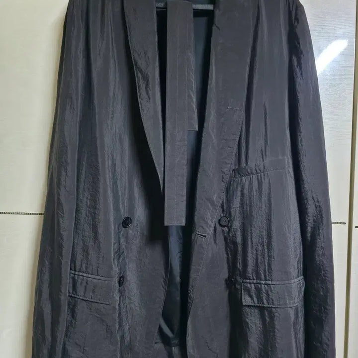 [BUNJANG] Lemaire Dry Silk Shawl Collar Belted Double Jacket Size L / 르메르 드라이실크 숄카라 벨티드 더블 자켓 L사이즈