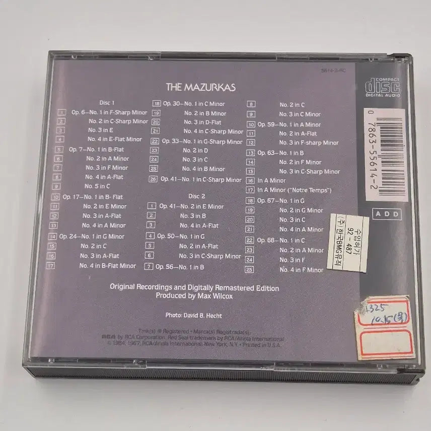 [BUNJANG] Artur Rubinstein Chopin Mazurkas 2CD RCA Red Seal / 루빈스타인 쇼팽 마주르카 2CD RCA Red Seal Chopin