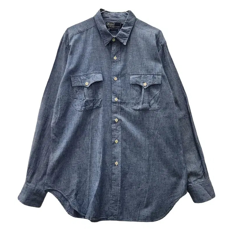 [BUNJANG] Ralph Lauren 90s Chambray Denim Work Shirt L / RALPH LAUREN 랄프로렌 90S 샴브레이 데님 워크셔츠 L