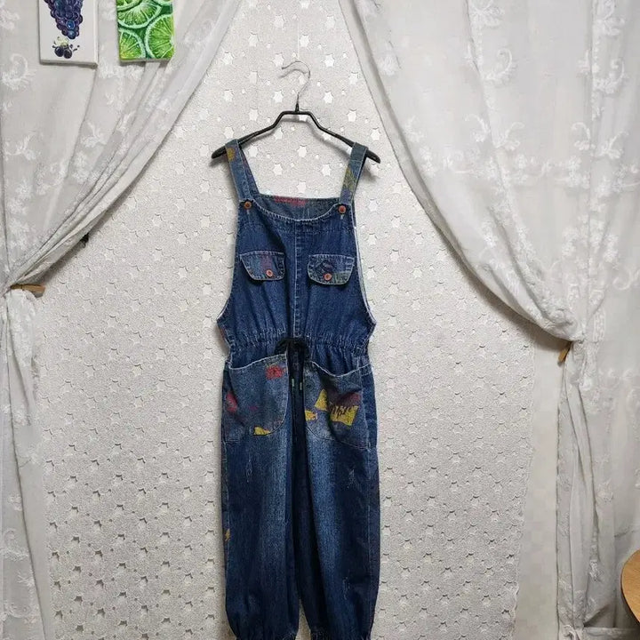 [BUNJANG] Blue Denim Overalls Wide Jogger Pants Women&