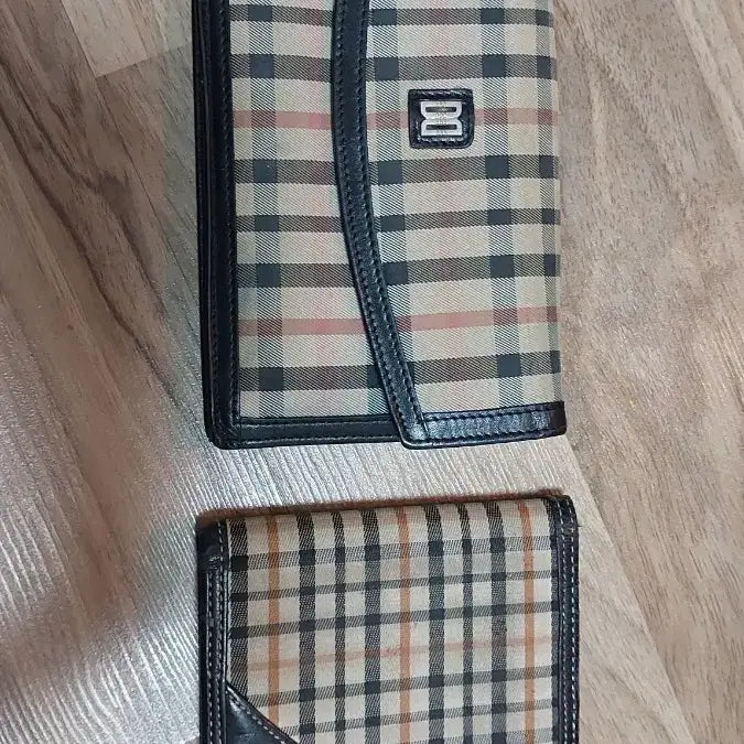 [BUNJANG] Classic Checkered Long Wallet &amp; Card Holder Set / 체크무늬 장지갑 &amp; 카드지갑 세트