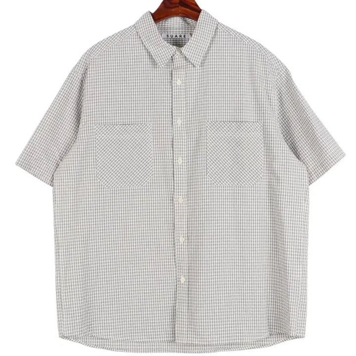 [BUNJANG] SUARE Check Short Sleeve Shirt - Size M / 수아레 SUARE 체크 반팔 셔츠 M / k4304