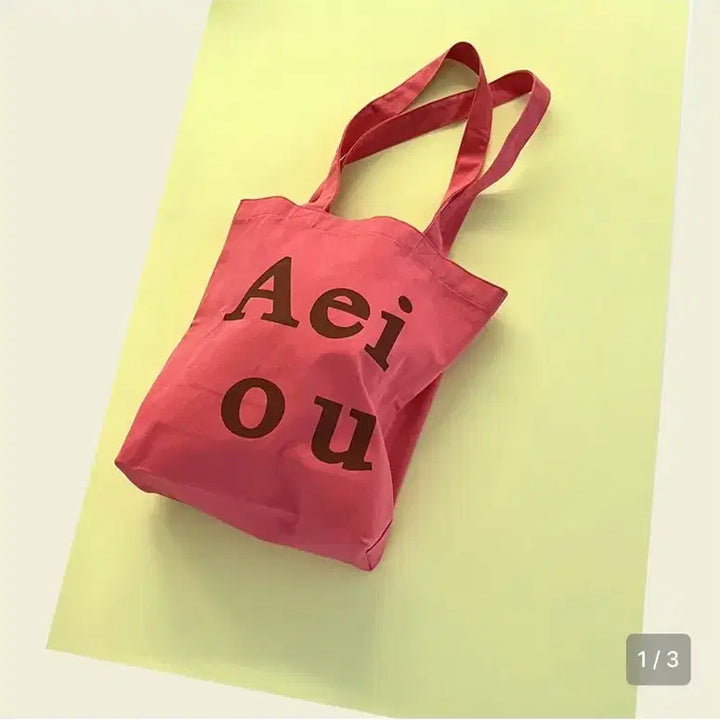 [BUNJANG] AEIOU Raspberry Canvas Eco Bag / 아에이오우 aeiou캔버스 에코백 라즈베리 새상품