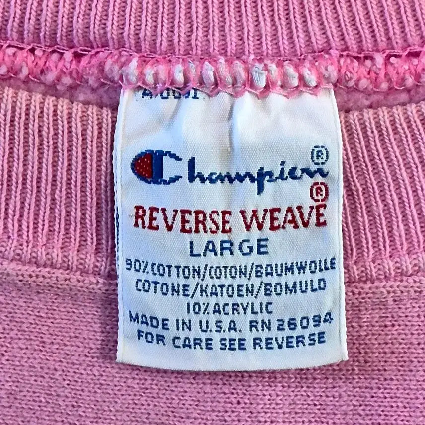 [BUNJANG] 90s Champion Reverse Weave Sweatshirt - Pale Pink (Large) / 90s Vintage Champion Sweatshirt (L)