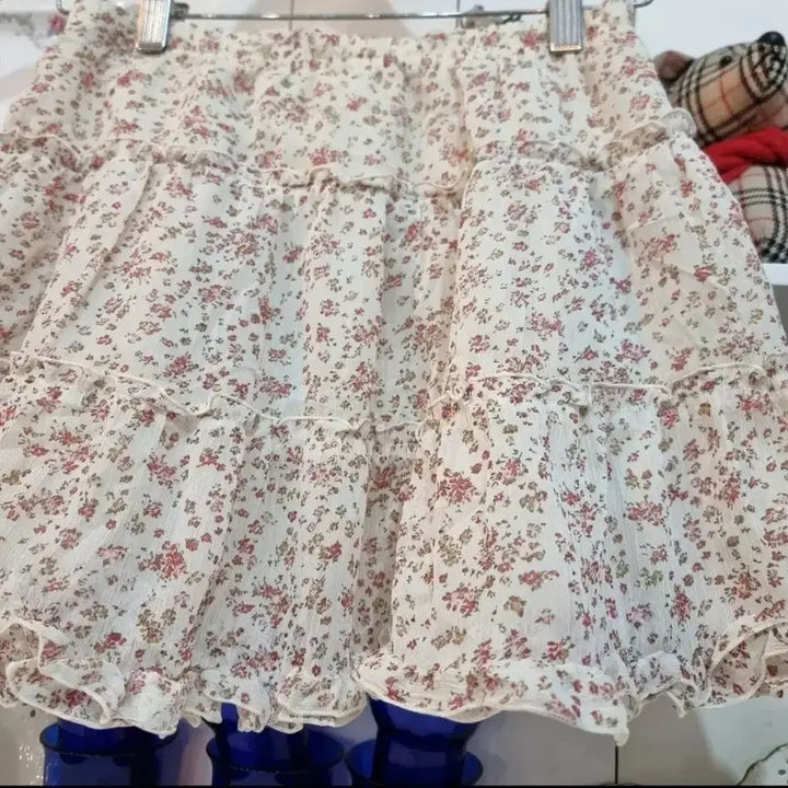 [BUNJANG] Floral Ruffle Mini Skirt / 잔꽃 프릴 미니 스커트