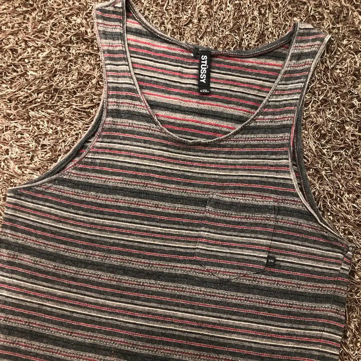 [BUNJANG] Stussy Multicolor Stripe Sleeveless Tank Top / S 스투시 멀티컬러 스트라이프 민소매 나시 티셔츠