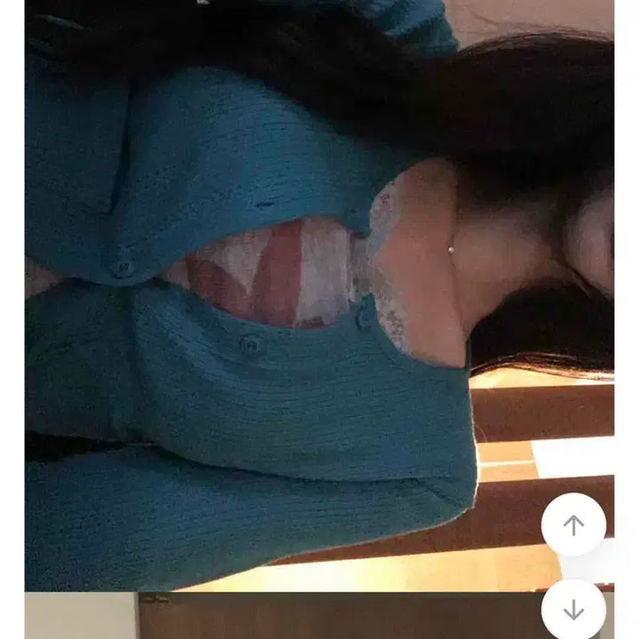 [BUNJANG] Ablie Mint Blue Punching Pocket Cardigan / 에이블리 민트 블루 펀칭 포켓 가디건