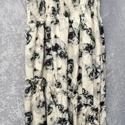[BUNJANG] Flower Smoke Banding Long Dress / 플라워 스모크 밴딩 롱 원피스