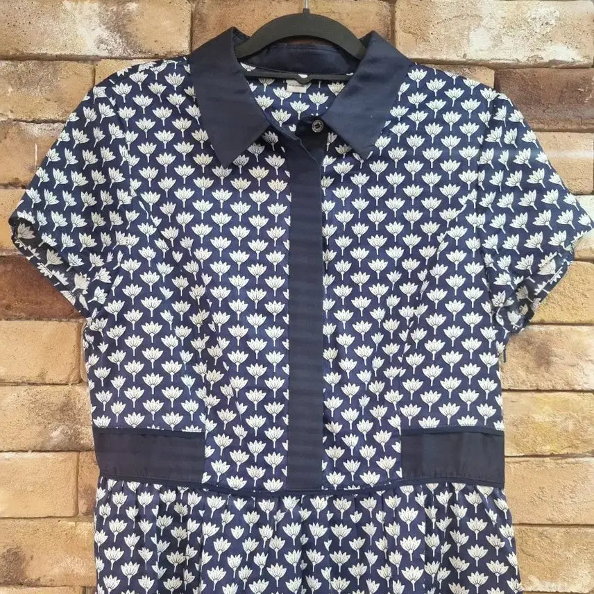 [BUNJANG] Diane von Furstenberg (DVF) Navy Patterned Fit and Flare Dress Size 6 / [정품] DVF 다이앤본퍼스텐버그 원피스 (6사이즈)