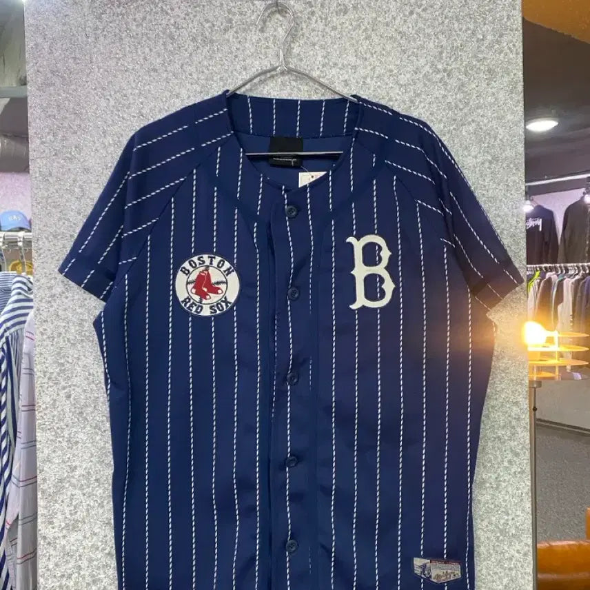 [BUNJANG] MLB Boston Red Sox Striped Short Sleeve T-Shirt / 엠엘비 보스턴 레드삭스 스트루이프 반팔 티셔츠B4761