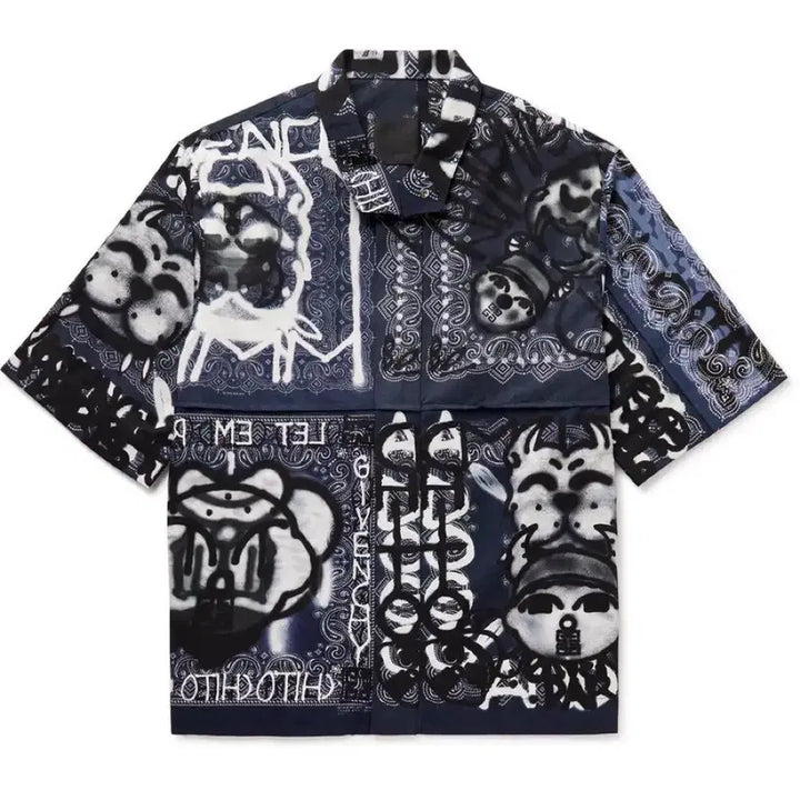 [BUNJANG] Givenchy Chito Paisley Short-Sleeve Shirt Navy / [40] 지방시 치토 페이즐리 셔츠