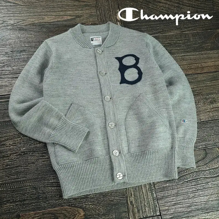 [BUNJANG] Champion Knit Varsity Cardigan Grey / 챔피온 니트 바시티 가디건 그레이 M20485
