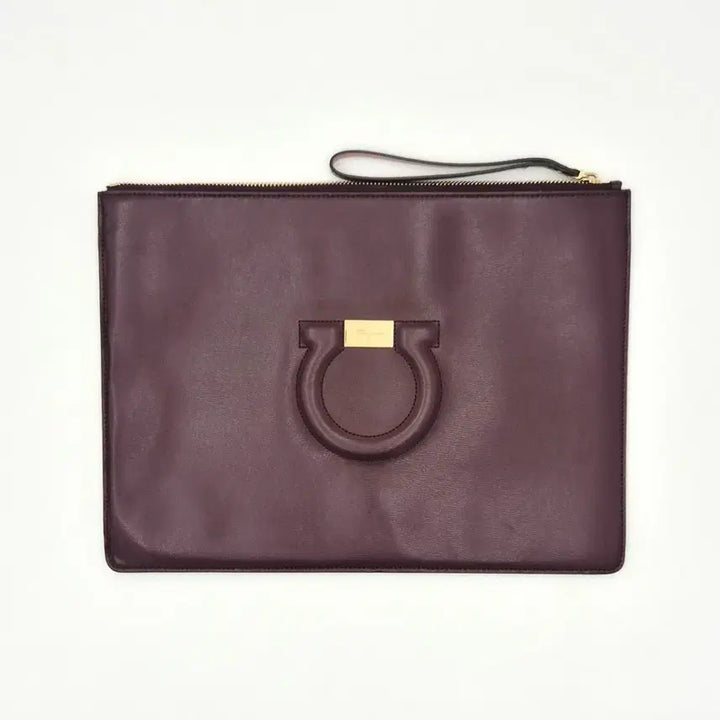 [BUNJANG] Salvatore Ferragamo Gancini Clutch Bag Burgundy Leather / [중고명품셀렉트]페레가모 간치니 클러치백