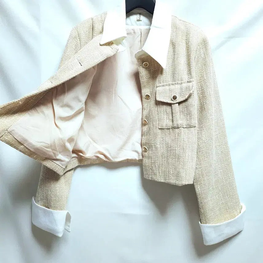 [BUNJANG] Thin Tweed Jacket Light Beige / 얇은 트위드 자켓 연베이지