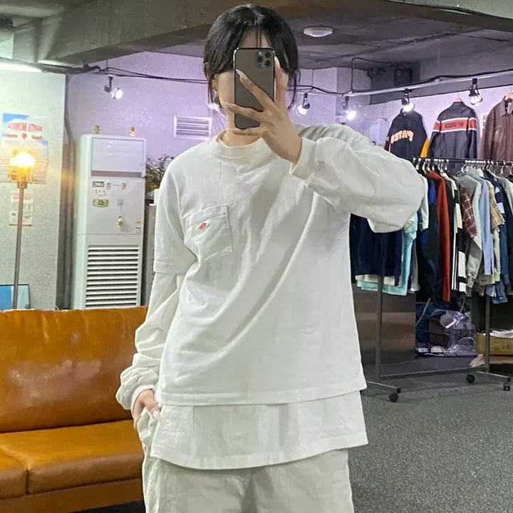 [BUNJANG] DANTON Pocket Short Sleeve T-shirt White / 단톤 포켓 반팔 티셔츠 화이트 B4762