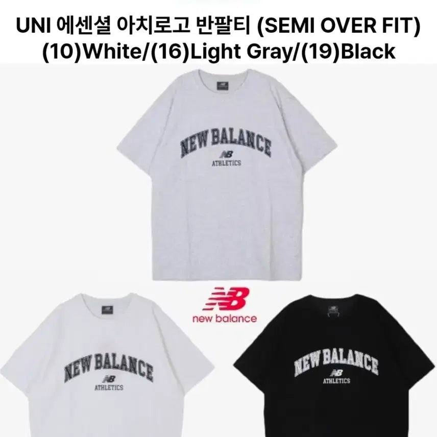 [BUNJANG] New Balance Arch Logo Short Sleeve T-Shirt / 뉴발란스 아치로고 반팔티 화이트/회색/블랙