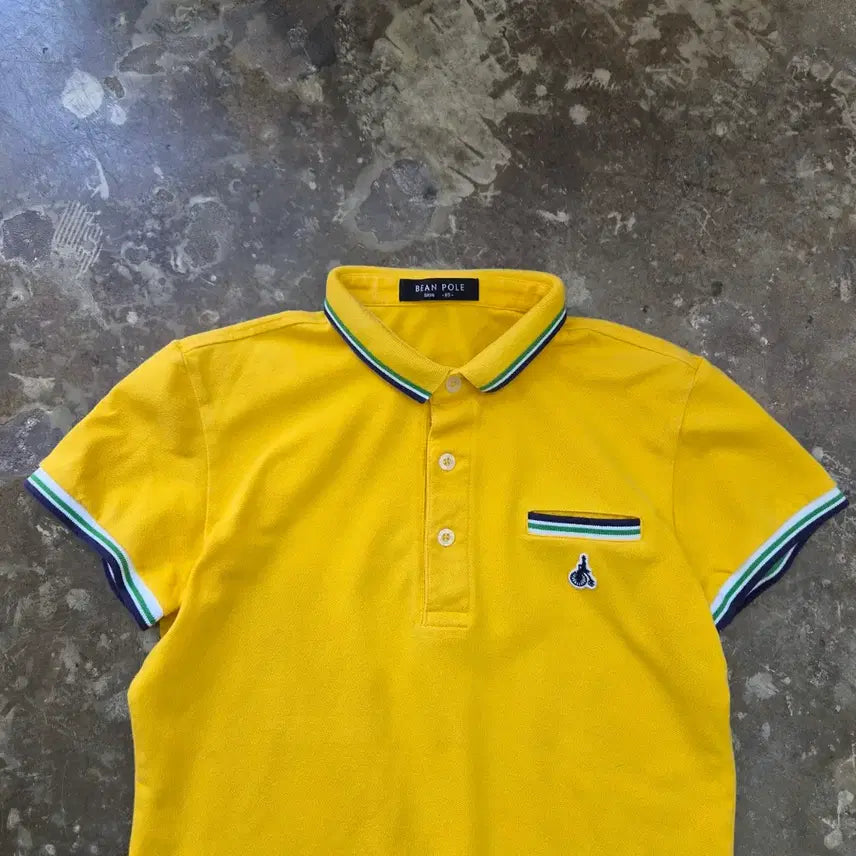 [BUNJANG] Beanpole Yellow Short-Sleeve Polo Shirt / 85) 빈폴 반팔 카라티 카라티셔츠 피케셔츠