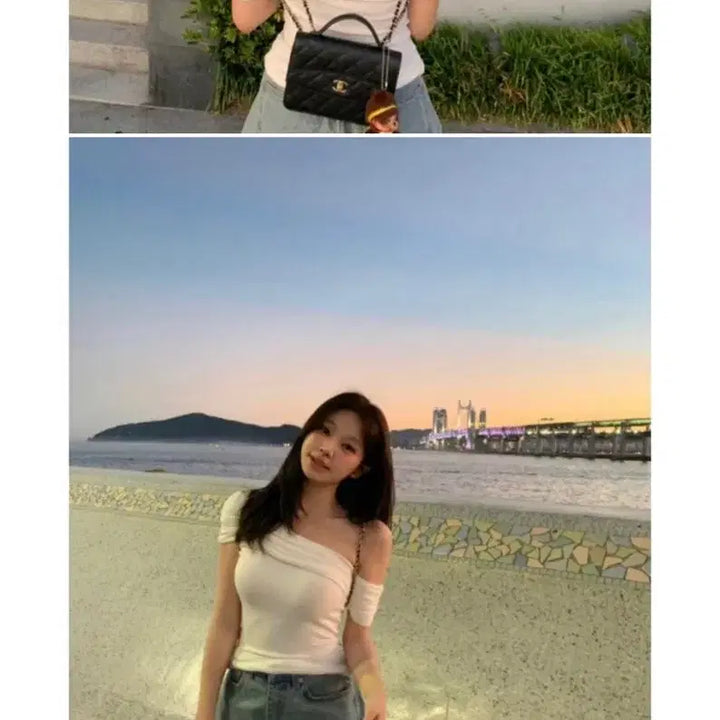 [BUNJANG] Berni Asymmetrical Shoulder T-Shirt / 베르니 언발숄더티