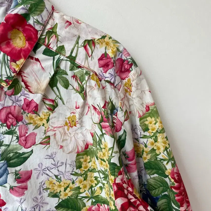 [BUNJANG] Flower Pattern Shirt Dress Free Size / 플라워 패턴 셔츠 원피스 F