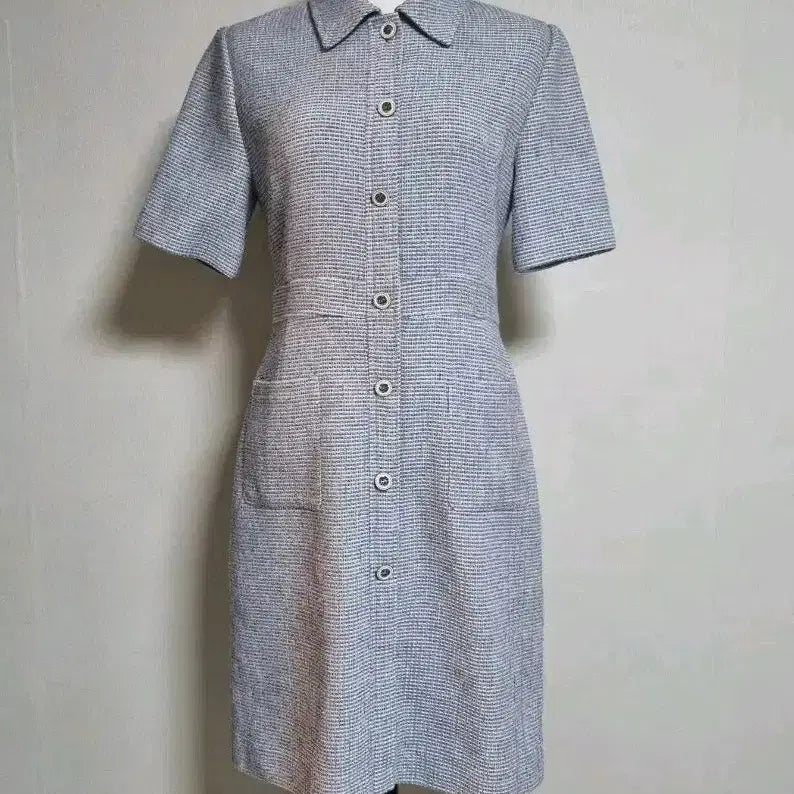 [BUNJANG] Tweed Short-Sleeve Collared Dress / OP232 트위드 반팔 카라 원피스