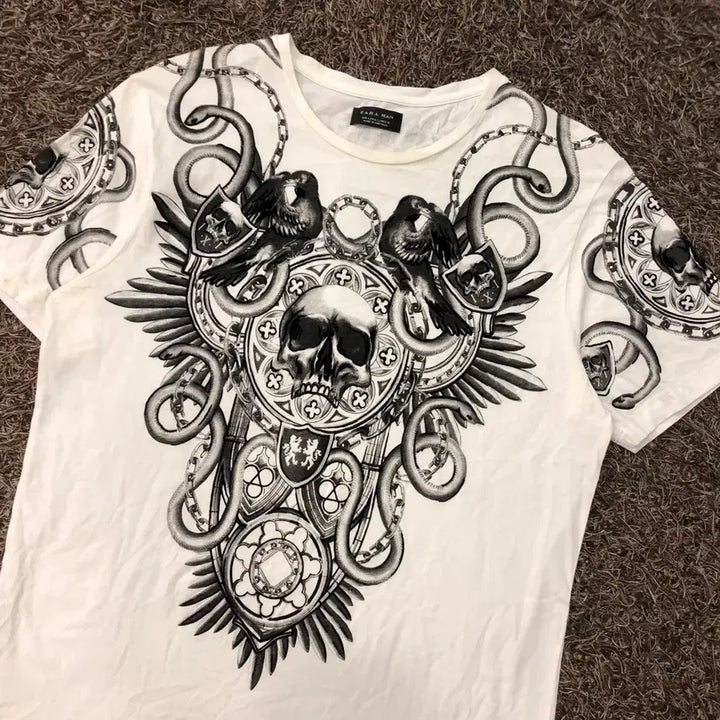 [BUNJANG] Zara Skull Print Short Sleeve T-Shirt / L 자라 스컬 프린팅 반팔 티셔츠