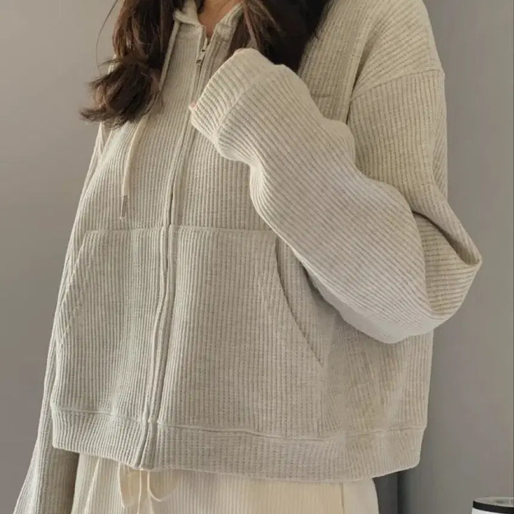 [BUNJANG] Haus Waffle Hoodie Zip-up (Navy) / Haus 호와스 와플 후드집업(네이비 원가 6)