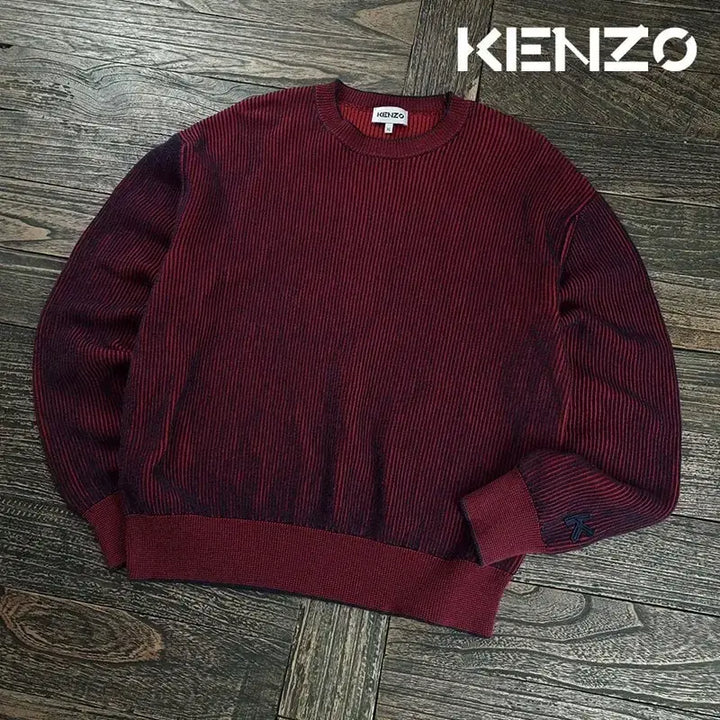 [BUNJANG] Kenzo Red Black Stripe Loose Fit Knit XL / 겐조 레드 블랙 스트라이프 루즈핏 니트 P01657