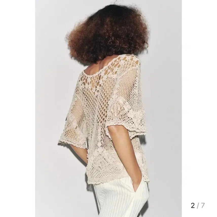[BUNJANG] ZARA Crochet Knit Top S New / 자라 ZARA 크로셰 니트 S 새상품