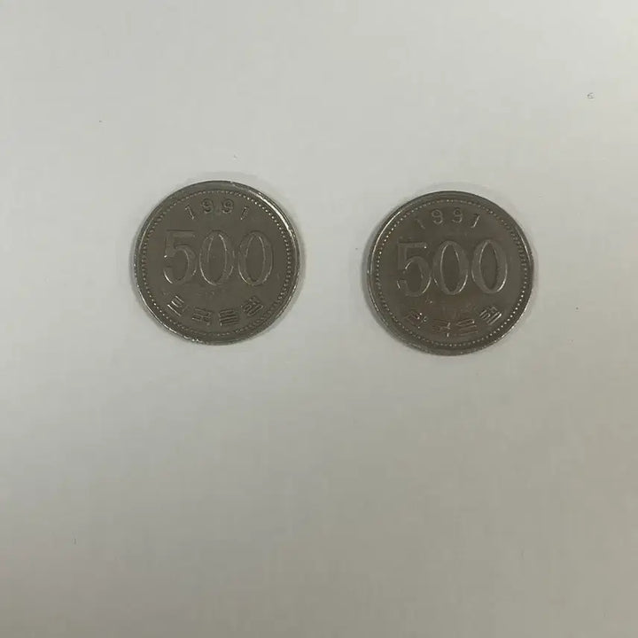[BUNJANG] 1991 South Korean 500 Won Coin Set (1 Error, 1 Standard) / 1991년 500원 동전 2개(오류1, 일반1)
