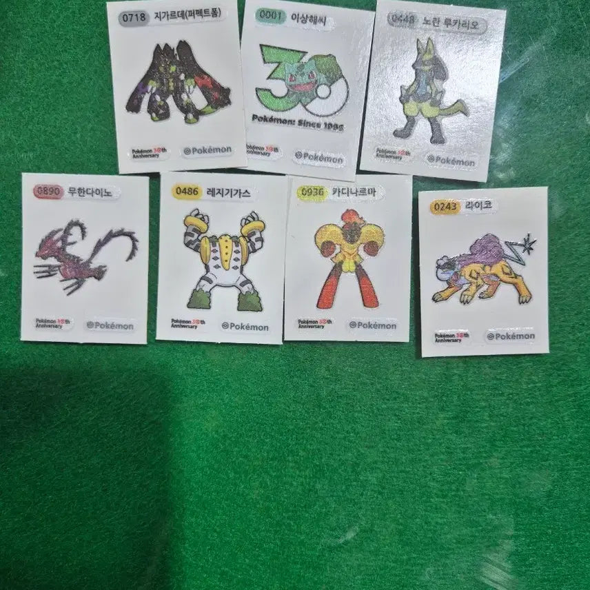 [BUNJANG] Pokemon 30th Anniversary 7 Types Sticker Set / 포켓몬 30주년 기념 띠부씰 7종