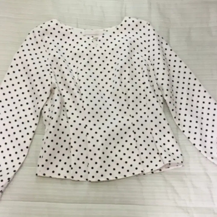 [BUNJANG] Vintage White Black Dot Blouse / 빈티지 화이트 블랙 도트 블라우스