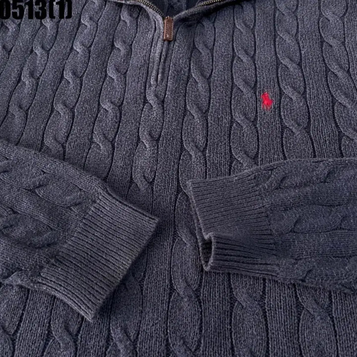 [BUNJANG] Polo Ralph Lauren Navy Cable Knit Half-Zip Sweater L / 폴로 랄프로렌 반집업 꽈배기 니트 네이비 L
