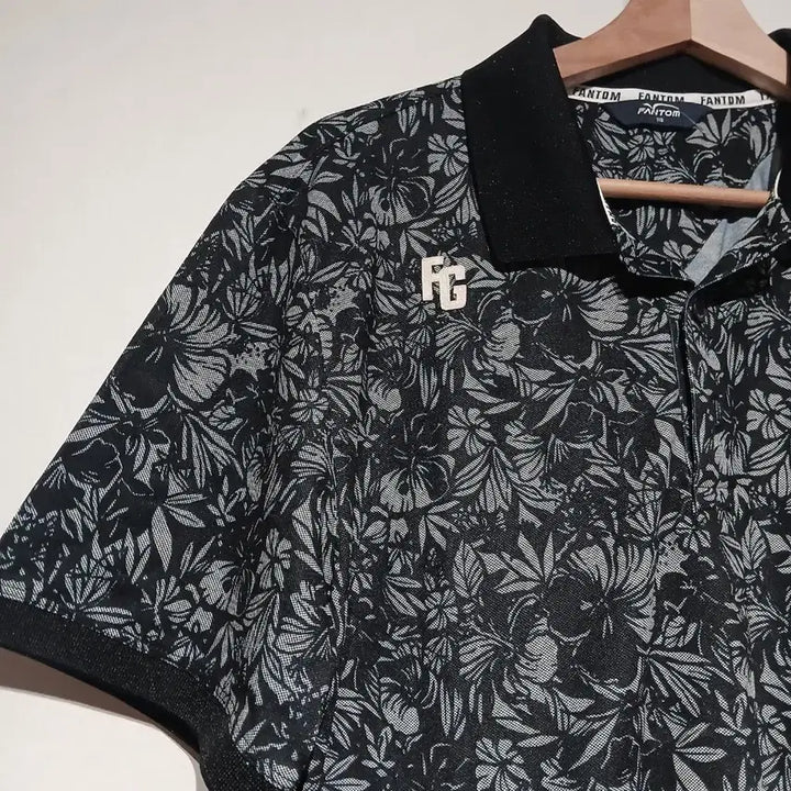 [BUNJANG] Fantom Flower Pattern Short Sleeve Polo T-Shirt / FANTOM 플라워 패턴 반팔 폴로티셔츠