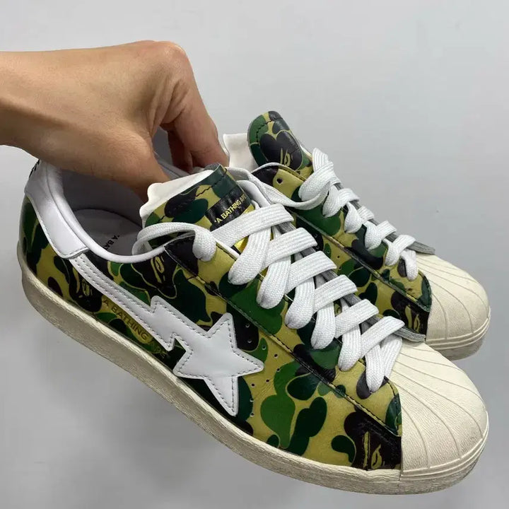 [BUNJANG] Adidas x Bape Superstar Camo Sneakers / [250추천/세탁완료] 아디다스 x 베이프 슈퍼스타 카모 스니커즈
