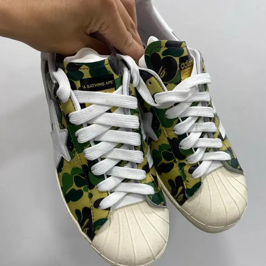 [BUNJANG] Adidas x Bape Superstar Camo Sneakers / [250추천/세탁완료] 아디다스 x 베이프 슈퍼스타 카모 스니커즈